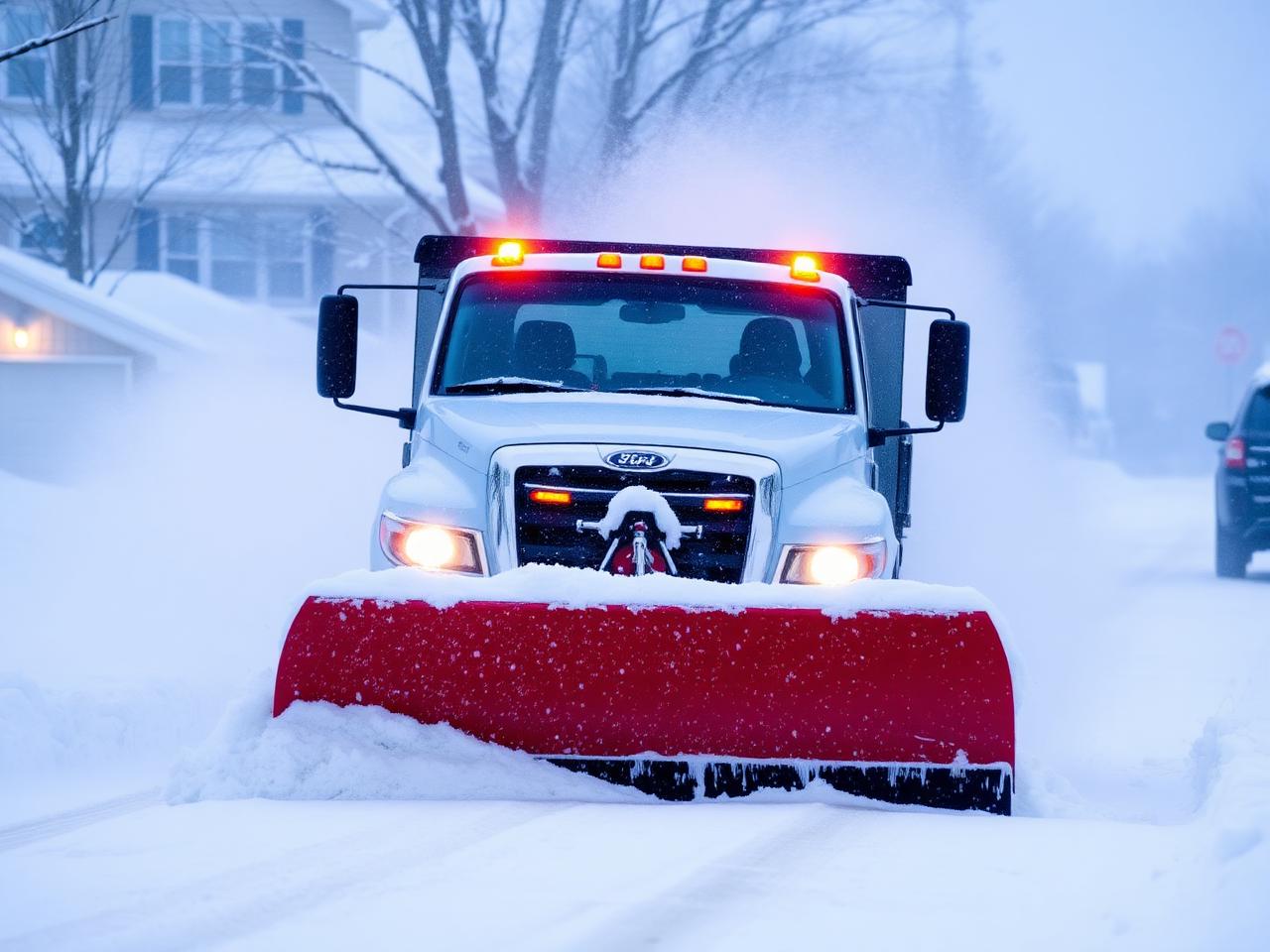 Snow plowing in Bedford OH